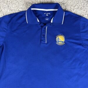 Golden State Warriors Blue Polyester Polo Shirt Size Large Made by Antigua
